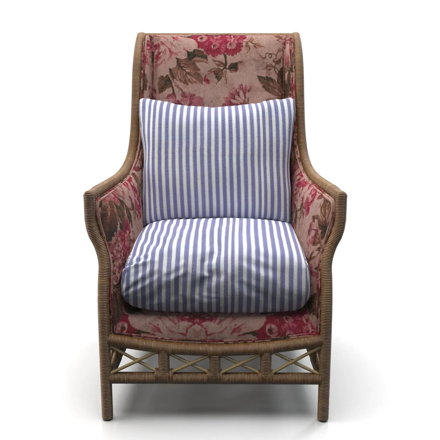 Gusto Canasta Wingback Blue Stripe PBR 3D Model_04
